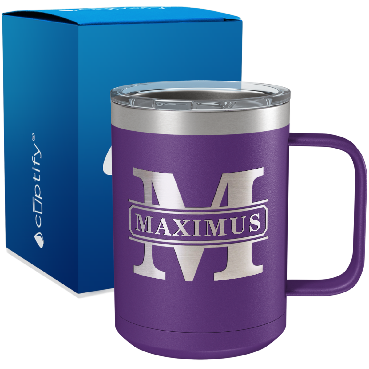 Personalized Vintage Block Engraved on 15oz Coffee Mug