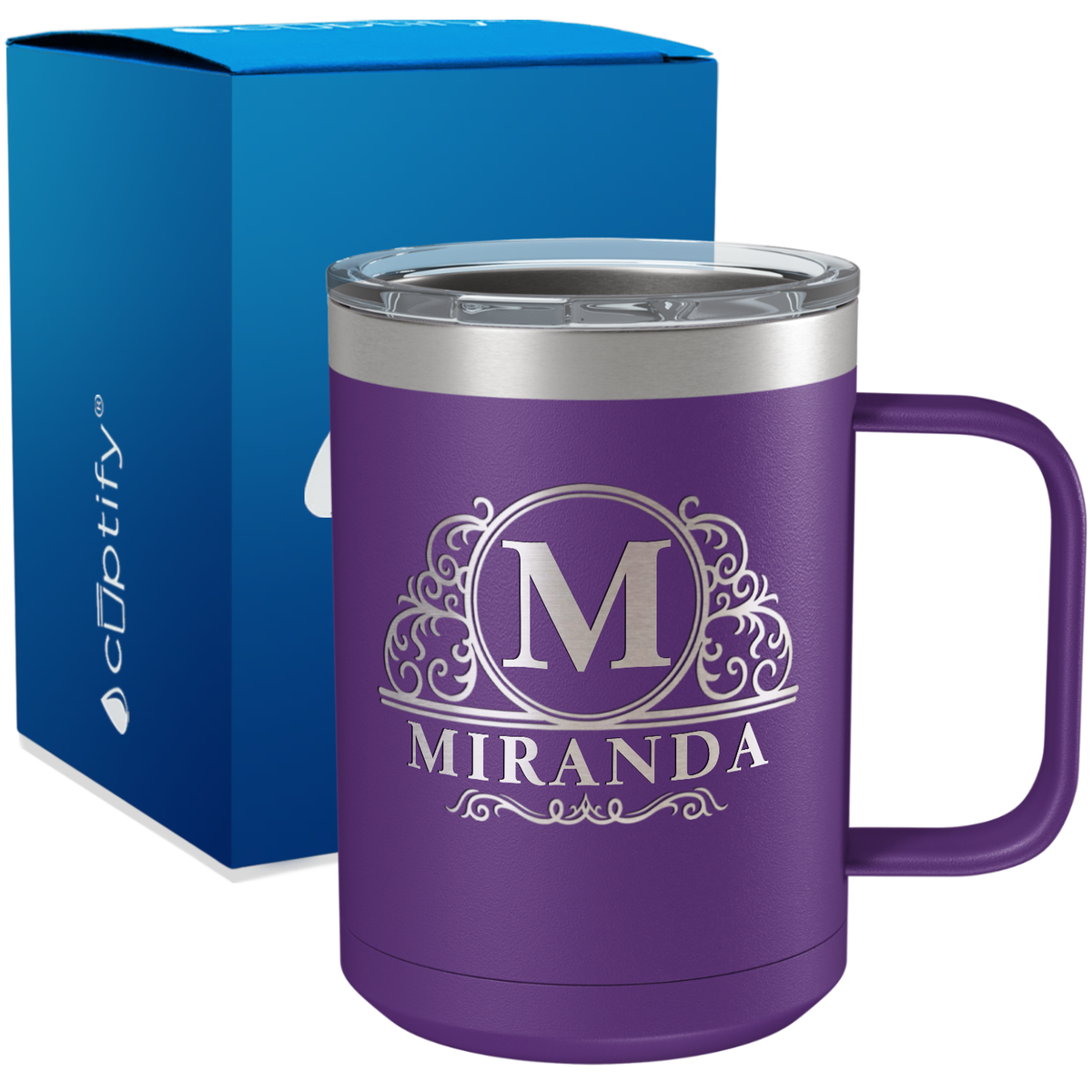 Personalized Elaborate Circle Engraved on 15oz Coffee Mug