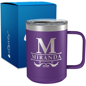 Personalized Initial Style Engraved on 15oz Coffee Mug