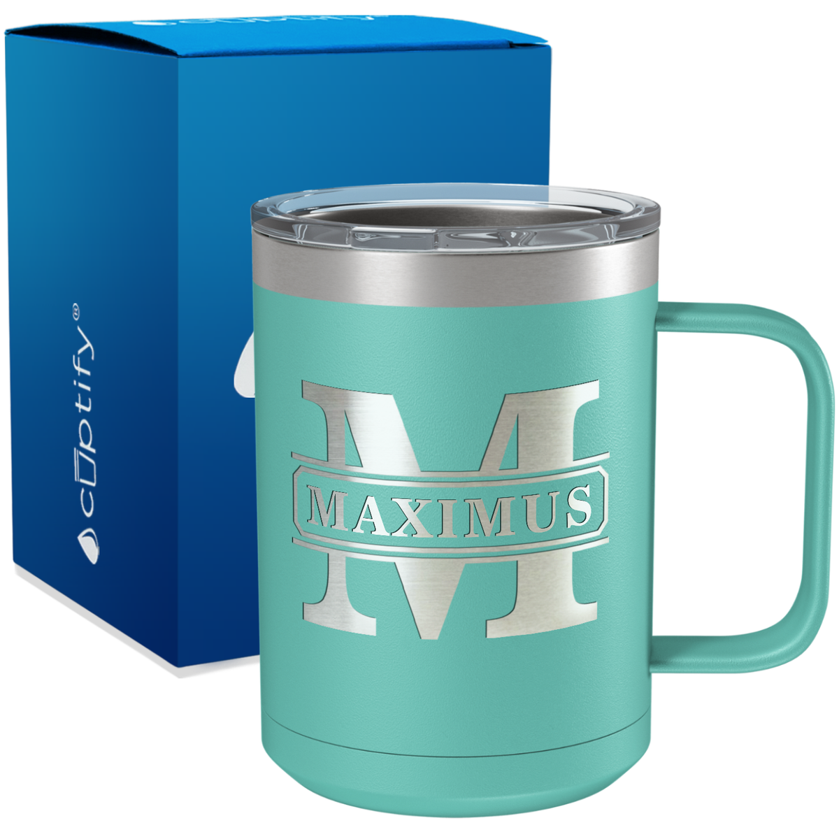 Personalized Vintage Block Engraved on 15oz Coffee Mug