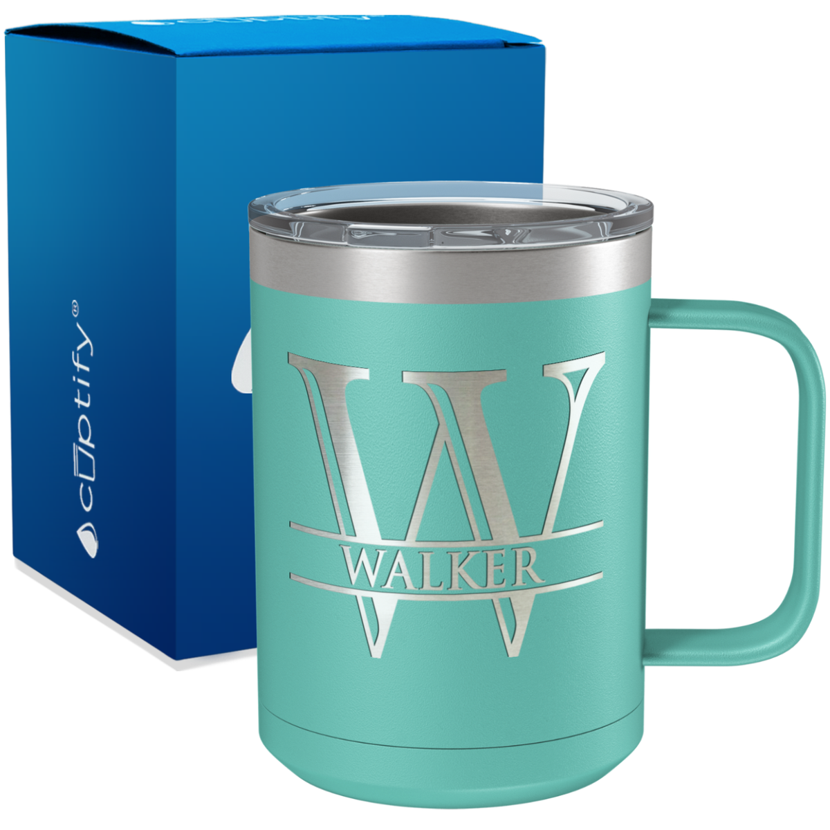 Personalized Split Script Engraved on 15oz Coffee Mug