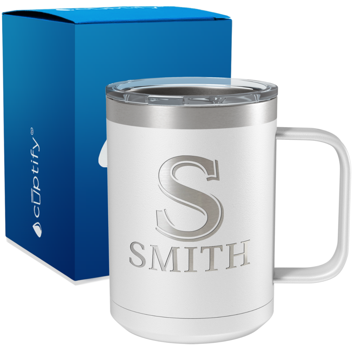 Personalized Monogram Initial and Name Engraved on 15oz Coffee Mug