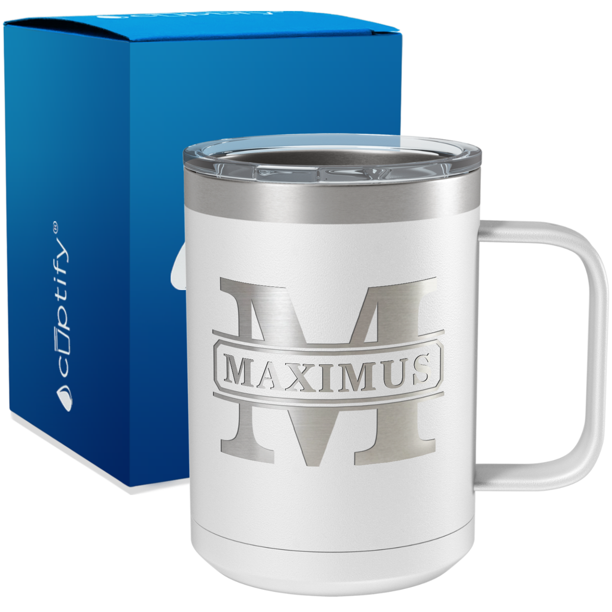 Personalized Vintage Block Engraved on 15oz Coffee Mug