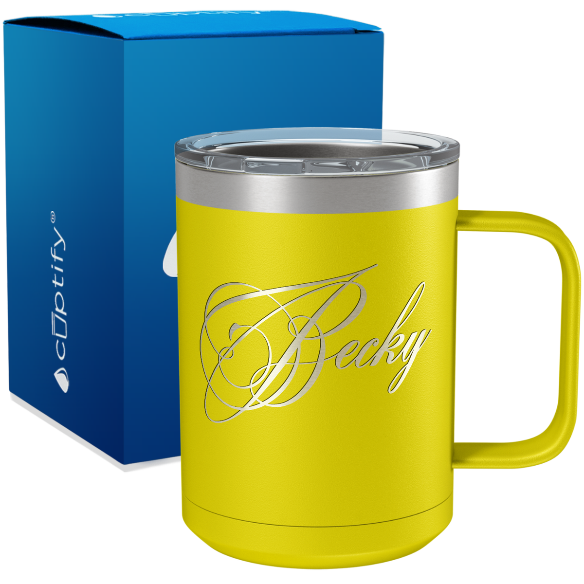 Personalized Decorative Script Engraved on 15oz Coffee Mug