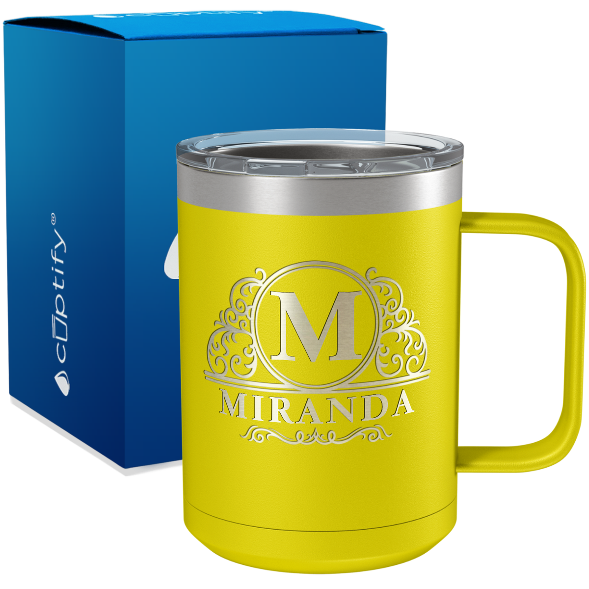 Personalized Elaborate Circle Engraved on 15oz Coffee Mug