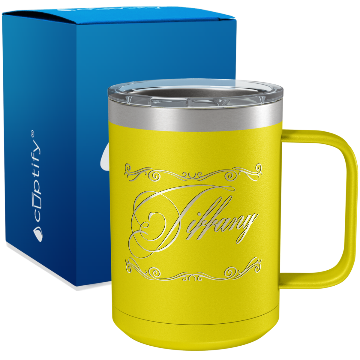 Personalized Scroll Script Engraved on 15oz Coffee Mug