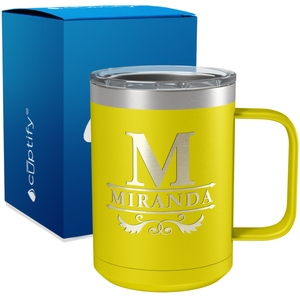 Personalized Initial Style Engraved on 15oz Coffee Mug