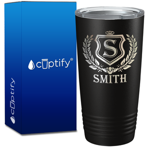 Personalized Monogram Initial Badge Engraved on 20oz Tumbler