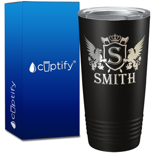 Personalized Monogram Initial Badge Crown Engraved on 20oz Tumbler