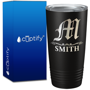 Personalized Gothic Initial Engraved on 20oz Tumbler