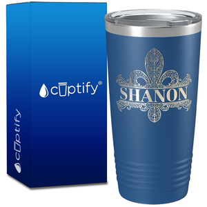 Personalized Fleur de Lis Engraved on 20oz Tumbler