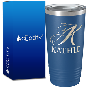 Personalized Script Initial and Name on 20oz Tumbler