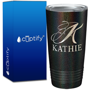 Personalized Script Initial and Name on 20oz Tumbler