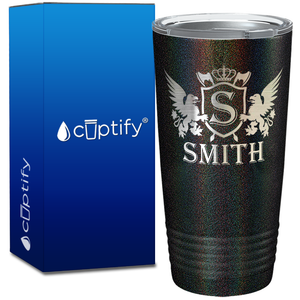 Personalized Monogram Initial Badge Crown Engraved on 20oz Tumbler