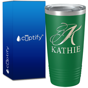 Personalized Script Initial and Name on 20oz Tumbler