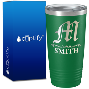 Personalized Gothic Initial Engraved on 20oz Tumbler