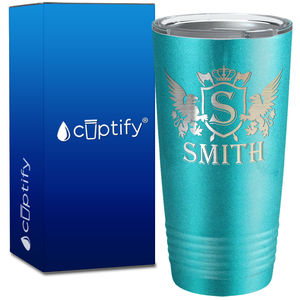 Personalized Monogram Initial Badge Crown Engraved on 20oz Tumbler