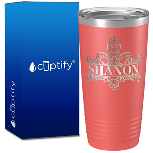 Personalized Fleur de Lis Engraved on 20oz Tumbler