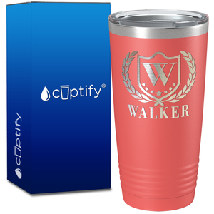 Personalized Monogram with Laurels Engraved on 20oz Tumbler