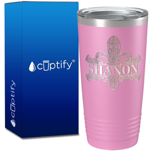 Personalized Fleur de Lis Engraved on 20oz Tumbler