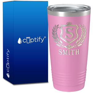 Personalized Monogram Initial Badge Engraved on 20oz Tumbler