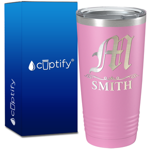 Personalized Gothic Initial Engraved on 20oz Tumbler