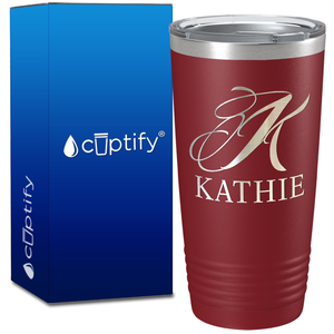 Personalized Script Initial and Name on 20oz Tumbler