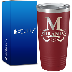 Personalized Initial Style Engraved on 20oz Tumbler