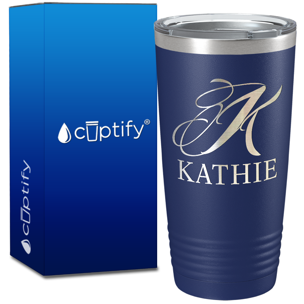 Personalized Script Initial and Name on 20oz Tumbler