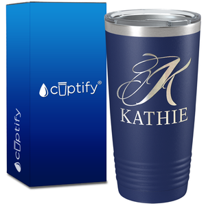 Personalized Script Initial and Name on 20oz Tumbler