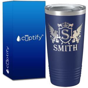 Personalized Monogram Initial Badge Crown Engraved on 20oz Tumbler