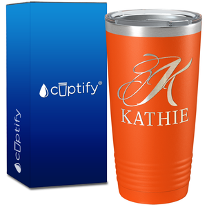 Personalized Script Initial and Name on 20oz Tumbler