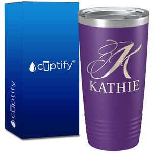 Personalized Script Initial and Name on 20oz Tumbler