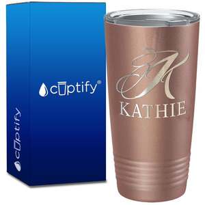 Personalized Script Initial and Name on 20oz Tumbler