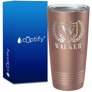 Personalized Monogram with Laurels Engraved on 20oz Tumbler