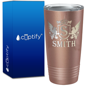 Personalized Monogram Initial Badge Crown Engraved on 20oz Tumbler