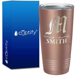 Personalized Gothic Initial Engraved on 20oz Tumbler