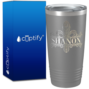 Personalized Fleur de Lis Engraved on 20oz Tumbler