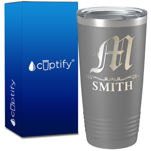 Personalized Gothic Initial Engraved on 20oz Tumbler