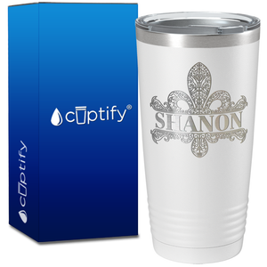 Personalized Fleur de Lis Engraved on 20oz Tumbler