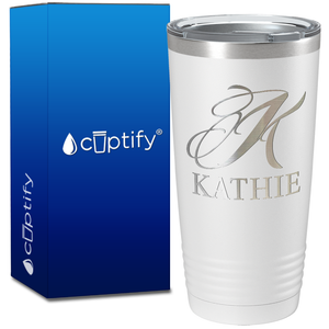 Personalized Script Initial and Name on 20oz Tumbler