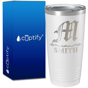Personalized Gothic Initial Engraved on 20oz Tumbler