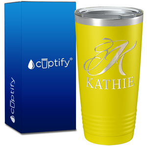 Personalized Script Initial and Name on 20oz Tumbler