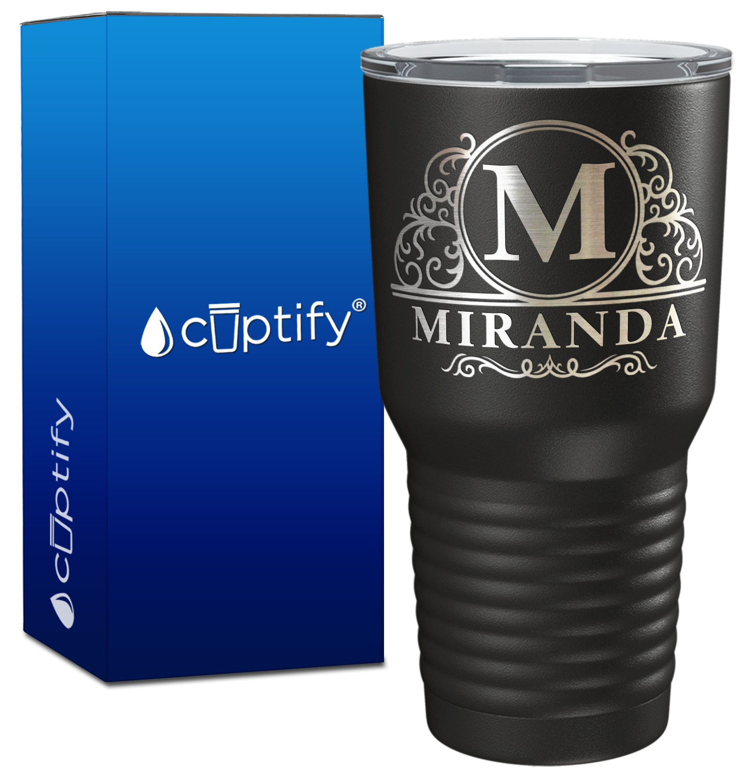 Personalized Elaborate Circle Engraved on 30oz Tumbler