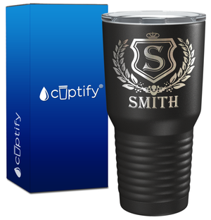 Personalized Monogram Initial Badge Engraved on 30oz Tumbler