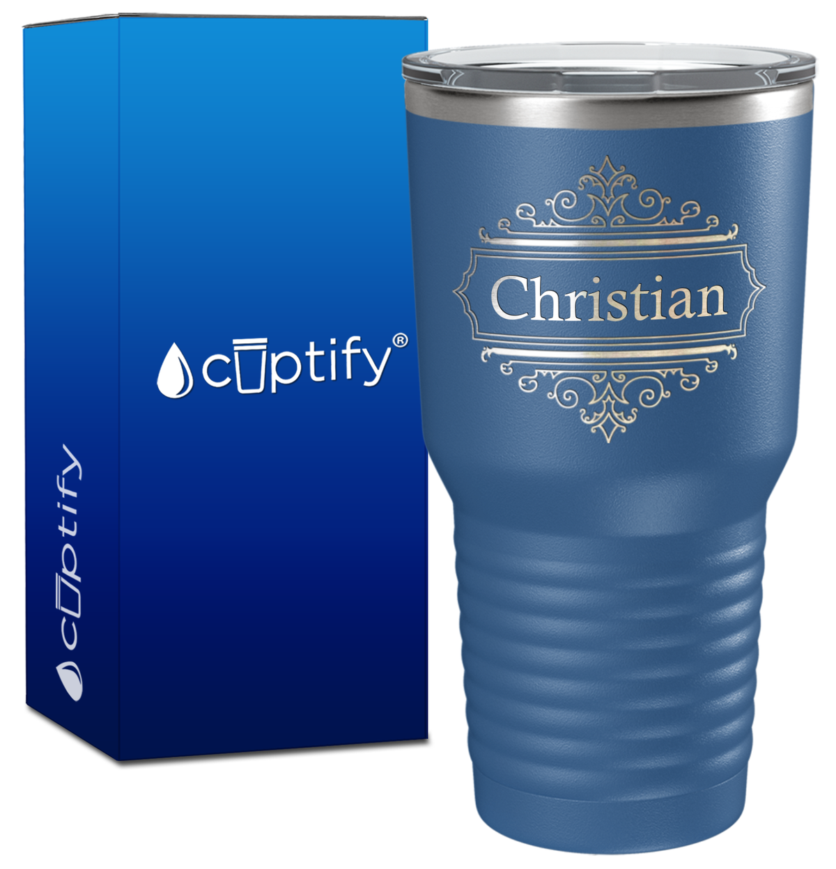 Personalized Crest Border Engraved on 30oz Tumbler