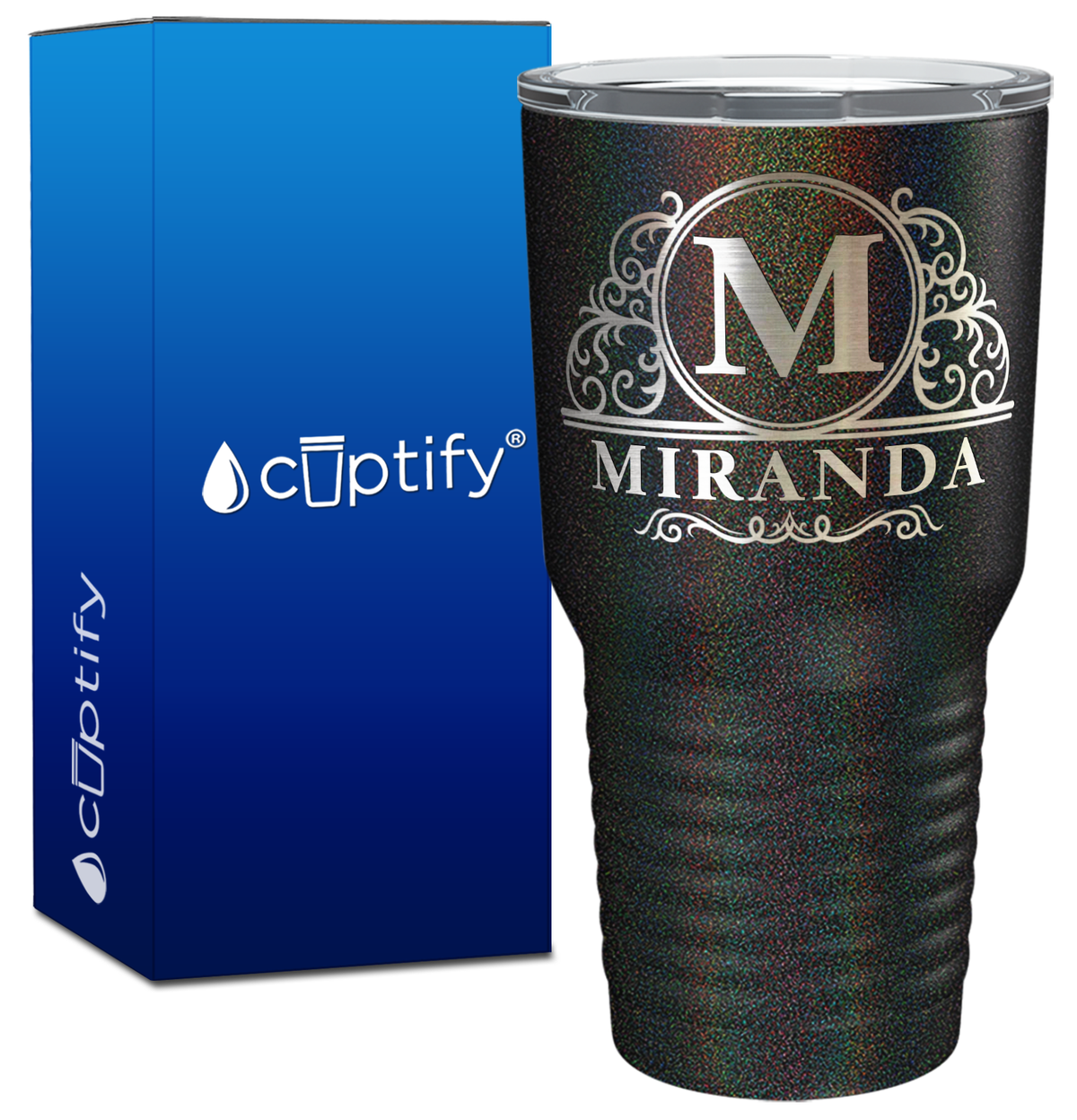 Personalized Elaborate Circle Engraved on 30oz Tumbler