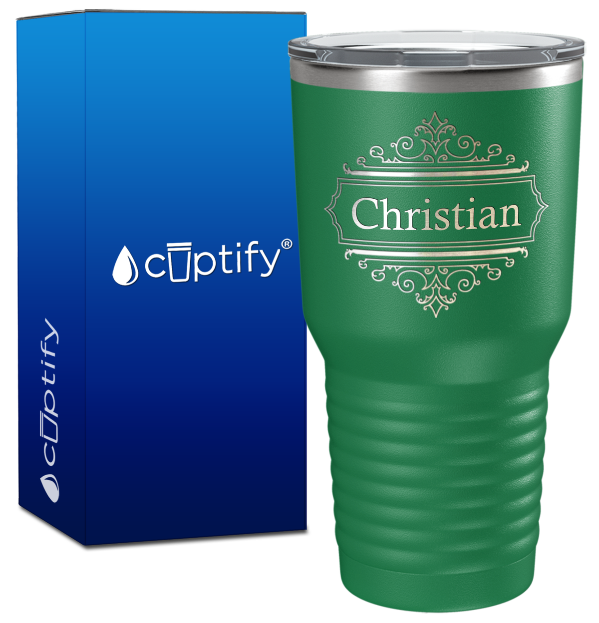 Personalized Crest Border Engraved on 30oz Tumbler