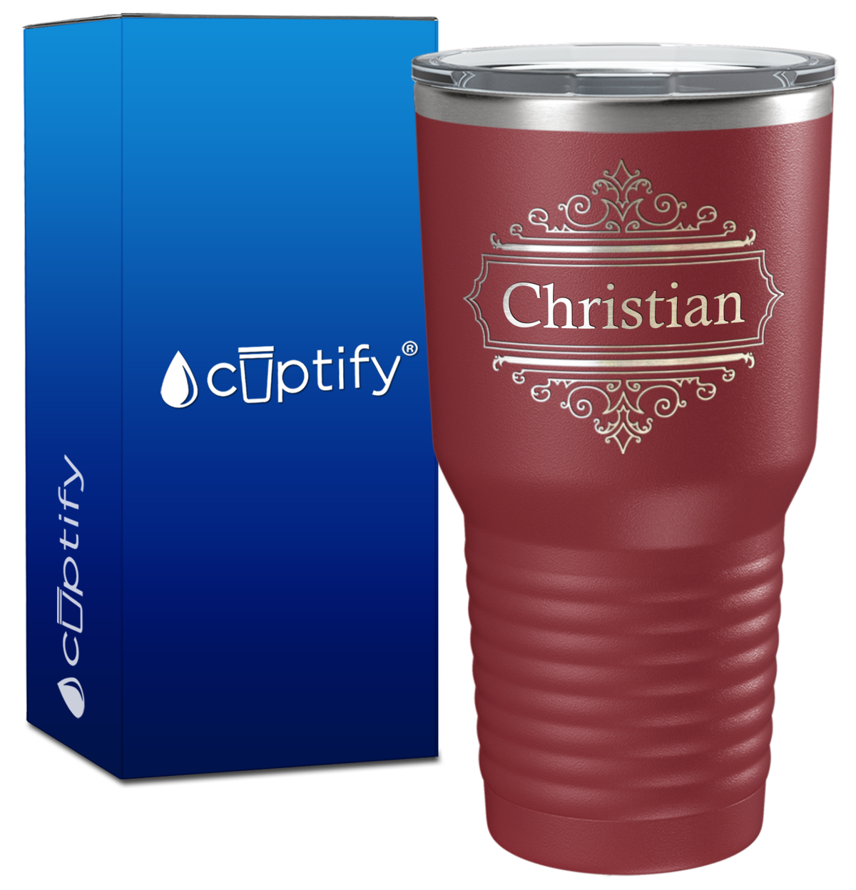 Personalized Crest Border Engraved on 30oz Tumbler