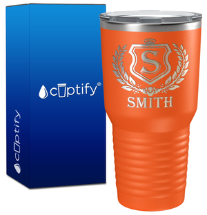 Personalized Monogram Initial Badge Engraved on 30oz Tumbler